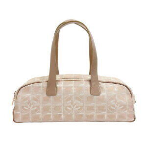 CHANEL Travel Line Handbag Leather Beige Tan Ixx